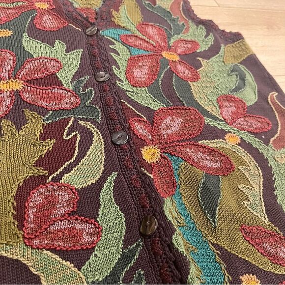 Vintage Peruvian Connection Intarsia Art to Wear Pima Cotton Sweater Vest Size M - Picture 5 of 6